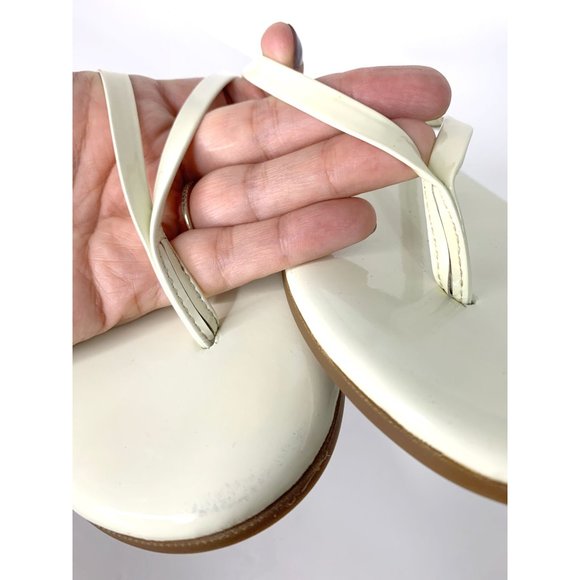 YOSI SAMRA Off-White Roee Patent‎ Leather Flip Flop Thong Summer Sandals Sz 11 - Picture 5 of 11